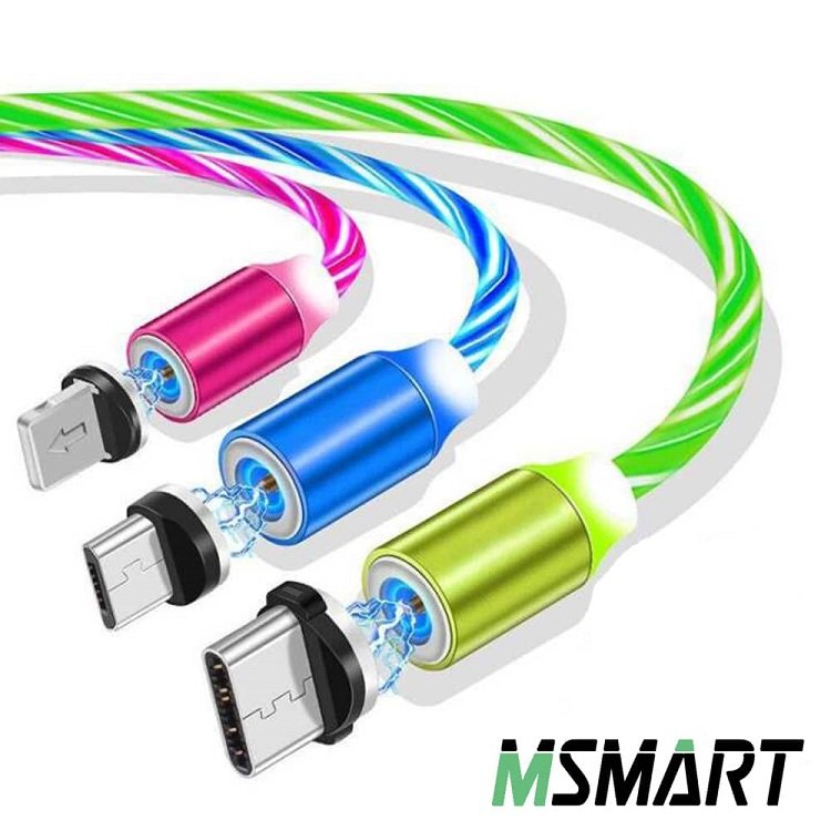 Cáp Sạc Nam Châm , Dây Đèn Led Phát Sáng Siêu Đẹp, Iphone Android Type - C Tiện Dụng
