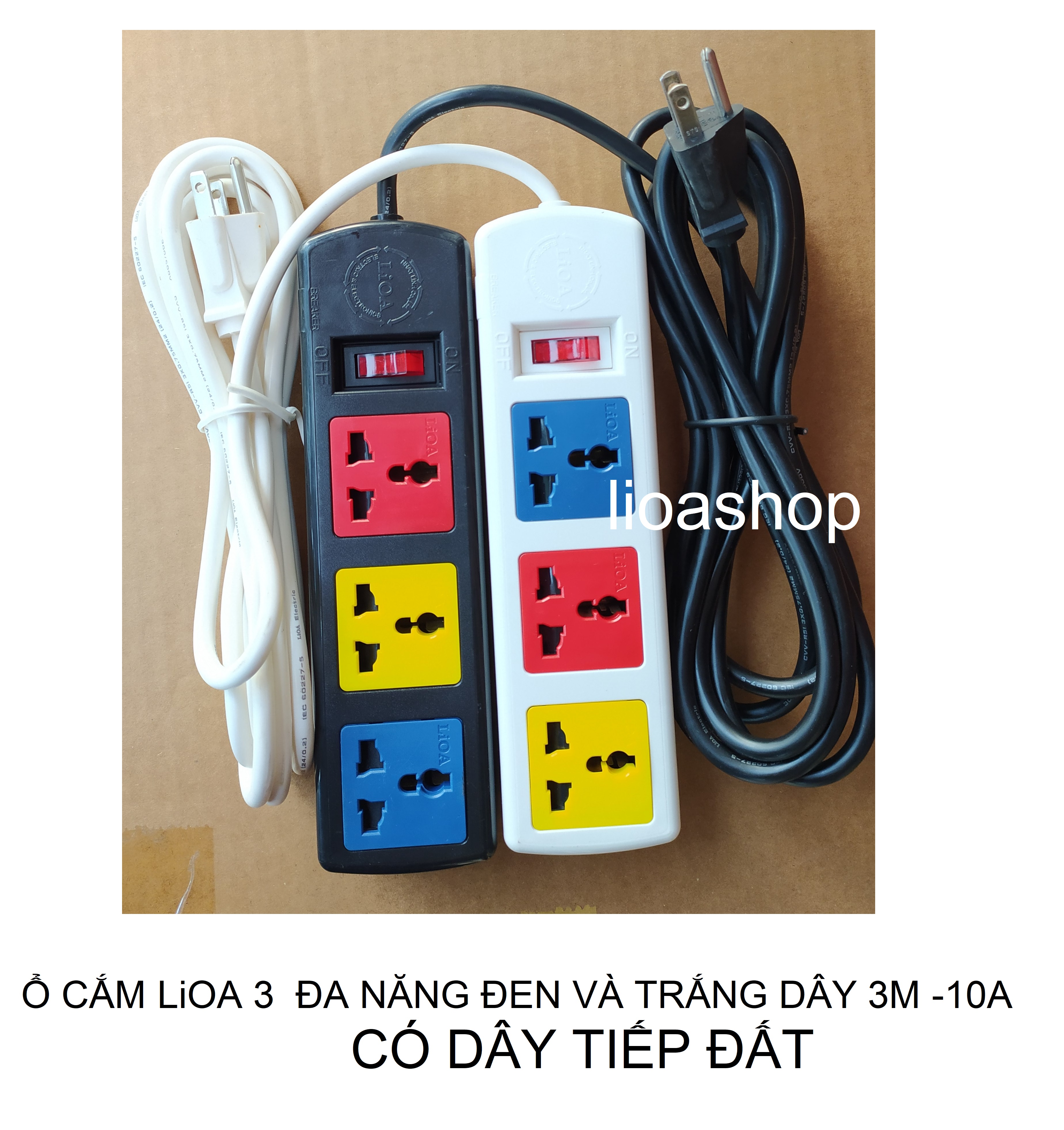 Ổ CẮM LiOA 3 ĐA NĂNG CÓ DÂY TIẾP ĐẤT.
