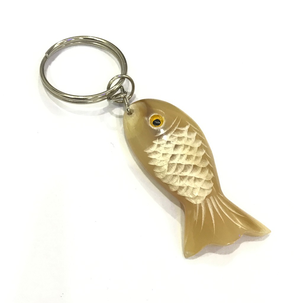 Móc treo chìa khóa bằng Sừng trâu - Hình cá - HAHANCO