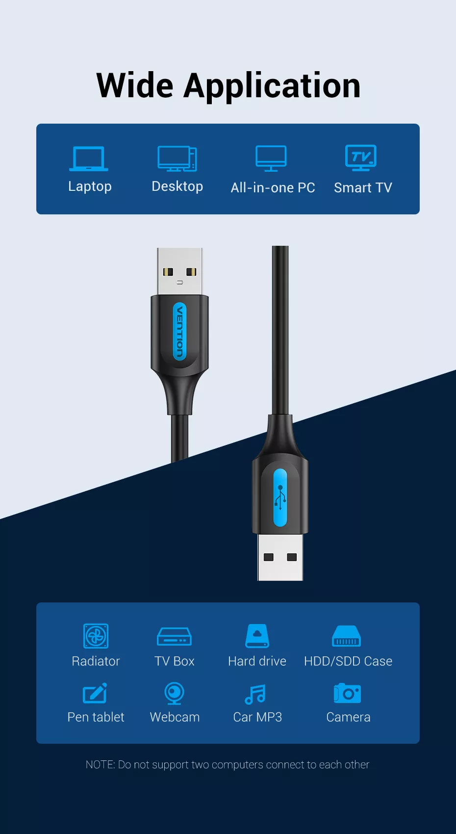 [ Usb3.0  to Usb 3.0 ] Cáp 2 đầu USB 3.0 / USB 2.0 Vention CON / COJ
