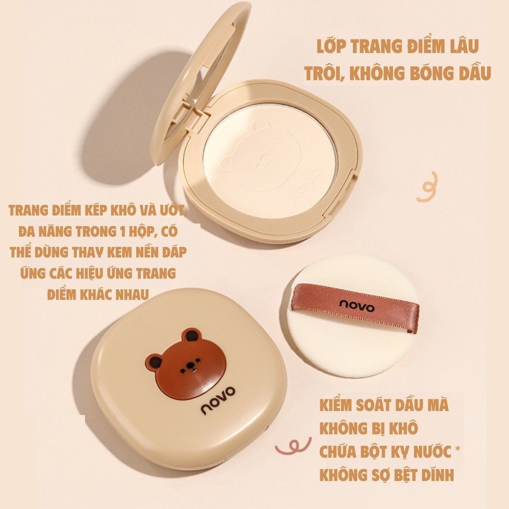 Phấn Phủ Kiềm Dầu NOVO Brown Bear Makeup Pressed Powder 5679