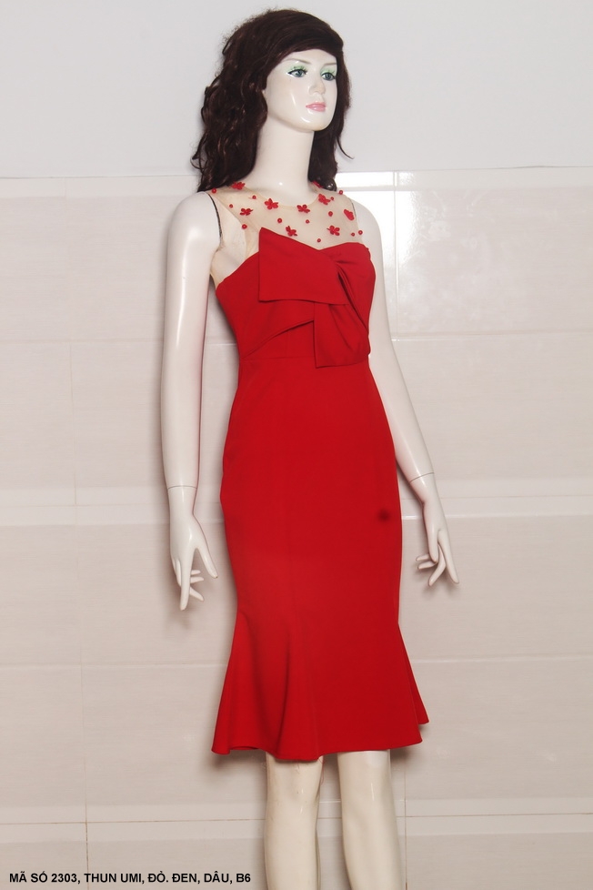 MyDu Shop | Đầm Ôm Cúp Ngực MS 2303 – Phối Lưới Nhẹ Nhàng, Đính Ngọc Trai Tinh Tế