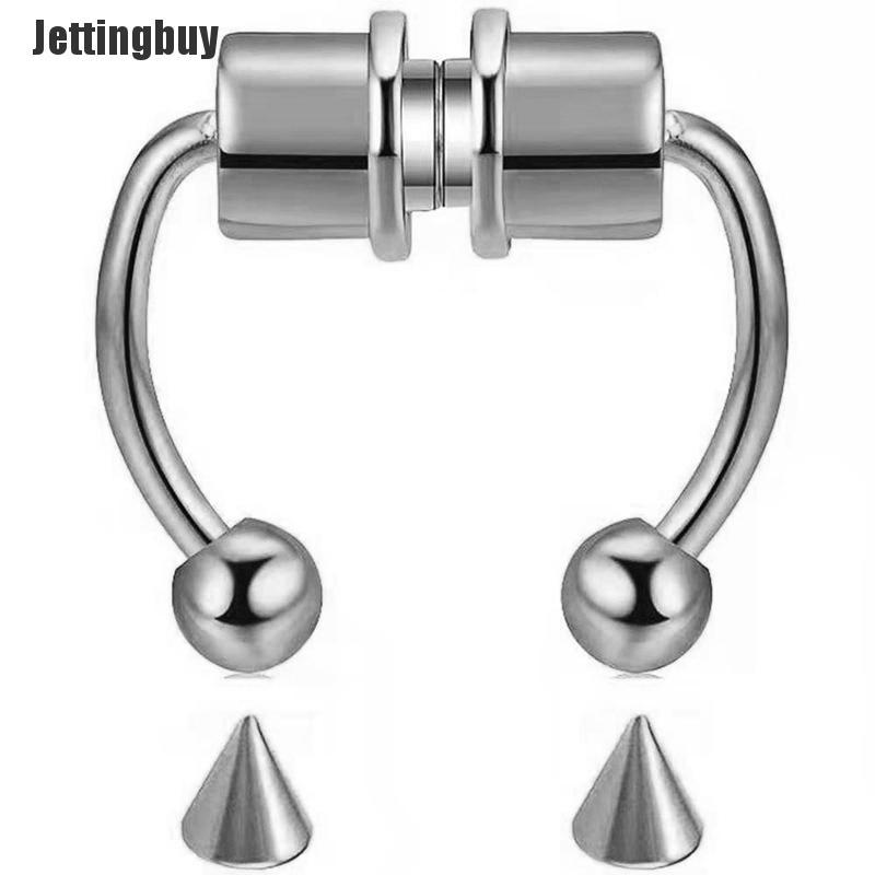 Jettingbuy mũi không xỏ lỗ duyên dáng, khuyên mũi giả, vòng móng ngựa nam châm trang sức cơ thể