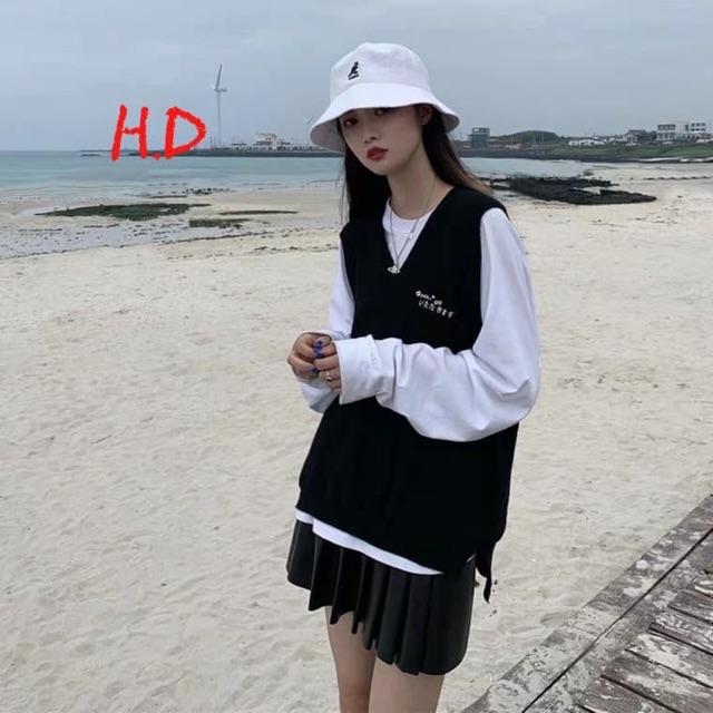 Sét áo gile hoa cúc chữ Hàn HDA1119