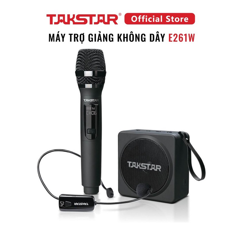 Micro trợ giảng Takstar E261W không dây kèm micro cài đầu hoặc Micro không dây hộp nhôm