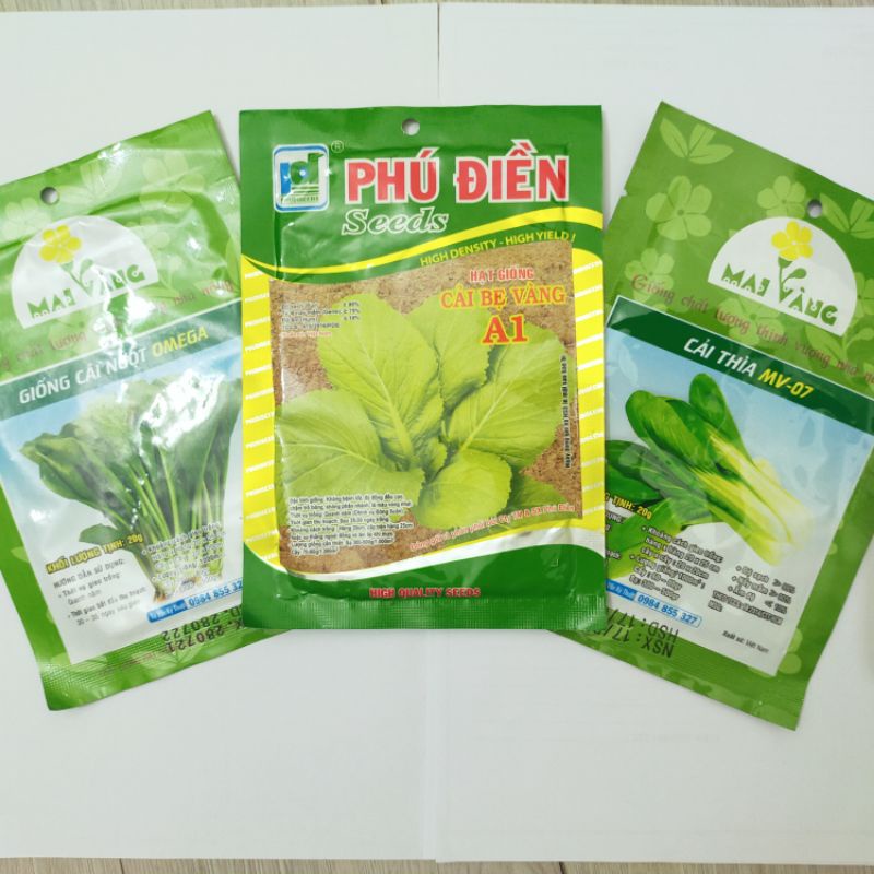Combo hạt giống_3 loại rau cải (cải ngọt+cải thìa+cải bẹ xanh mỡ/cải bẹ vàng)