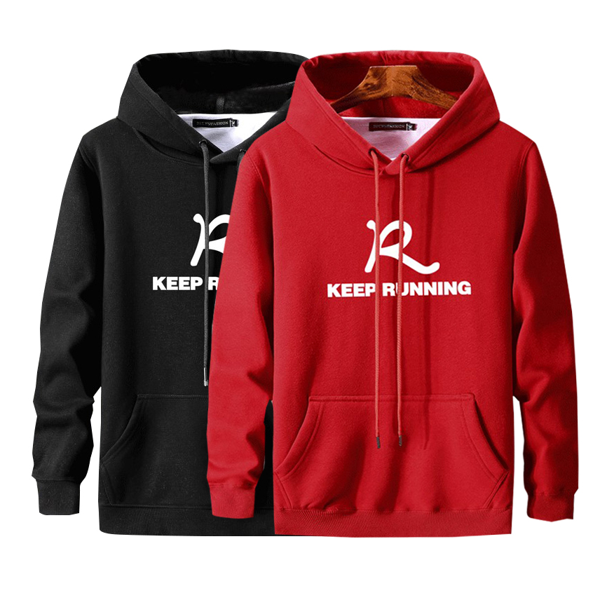 [Freeship MAX] Combo 02 Áo Hoodie Nỉ Dài Tay Có Mũ Trùm Đầu R KEEP RUNNING Chất Mịn Dày Dặn Phong Cách Hàn Quốc Trẻ Trung Dễ Phối Đồ Rich Man 2TOP NAM RM144