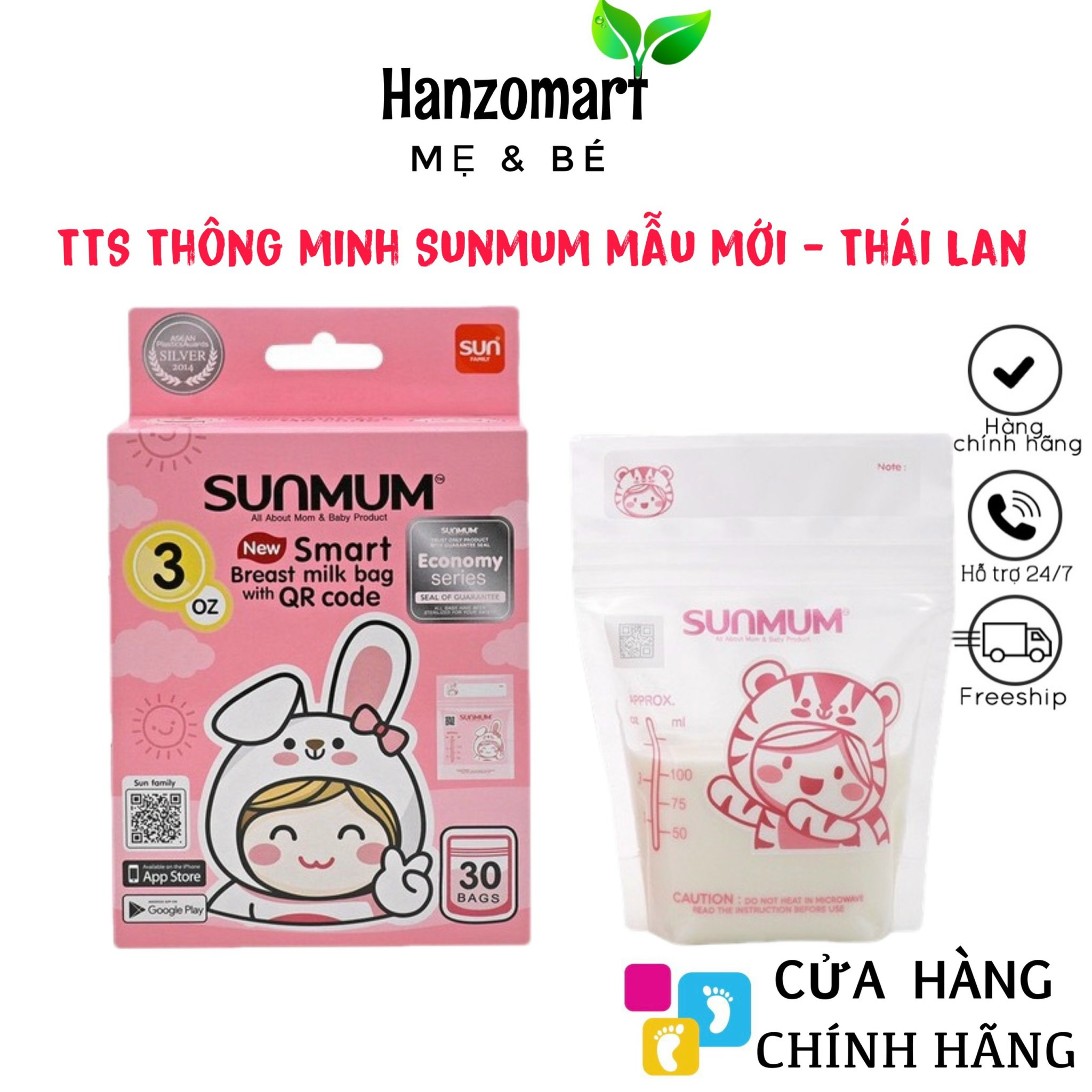 Túi trữ sữa sunmum thái lan mẫu mới 100ml và 250ml