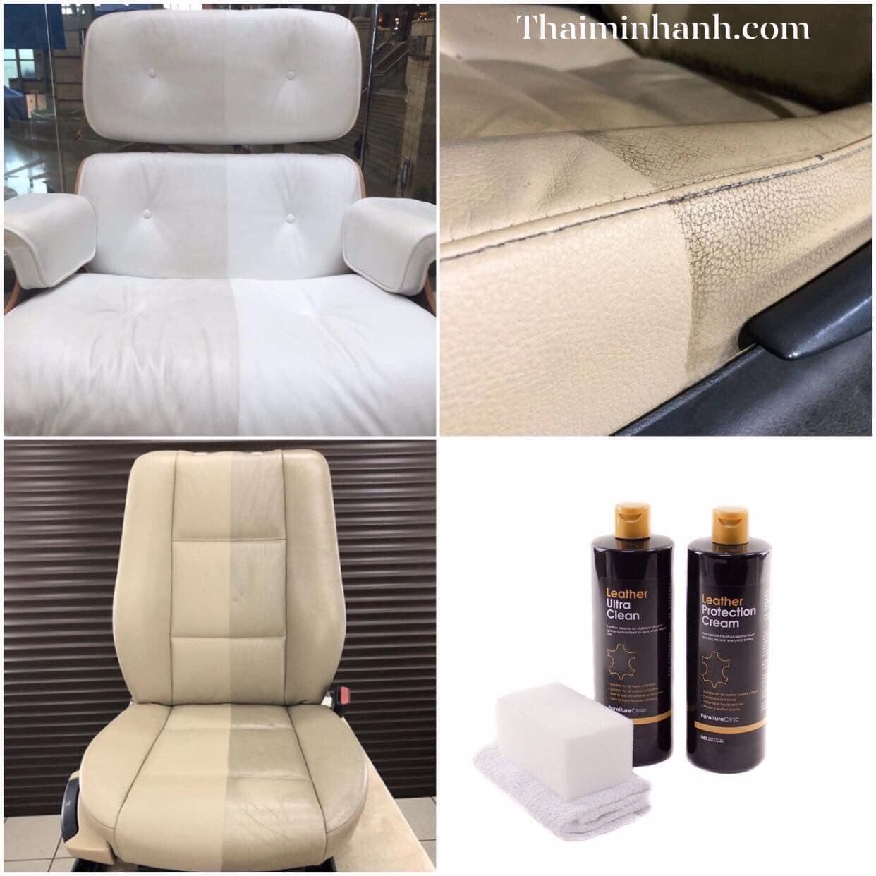 Vệ sinh ghế sofa da hãng Furniture Clinic nước Anh an toàn cho chất liệu da thật - Leather Ultra Clean 500ml