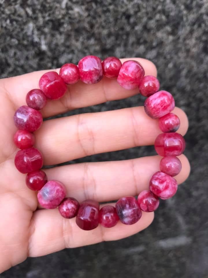 [HCM]VÒNG TAY ĐÁ PHONG THỦY MẦU HỒNG RUBY MIX KIỂU DỄ THƯƠNG