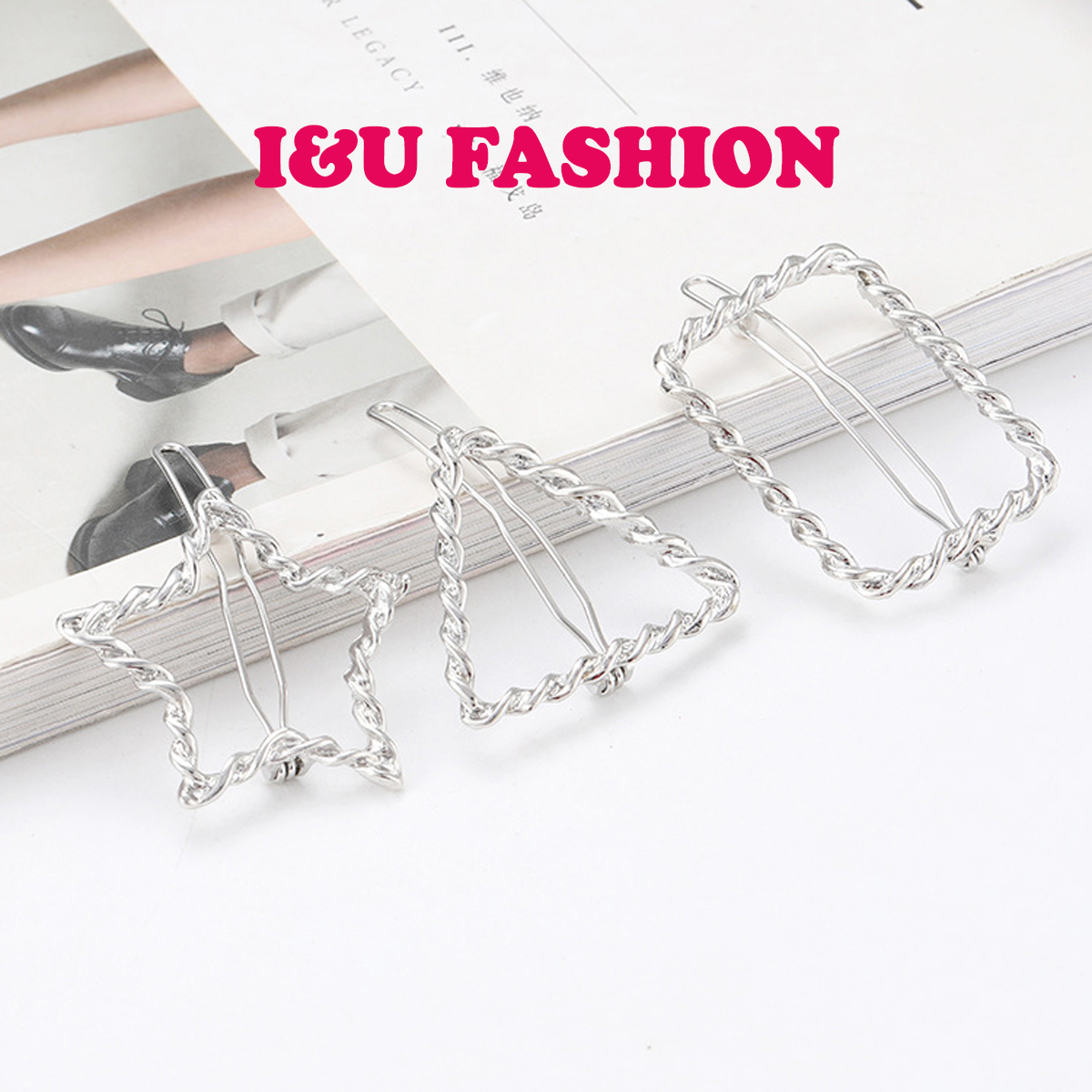Kẹp Tóc Bấm Màu Bạc Vàng Hình Ngôi Sao , Chữ Nhật Và Tam Giác Dễ Thương Tiện Lợi Phụ Kiện Trang Sức Nữ Thời Trang Thanh Lịch KEPTOC-02