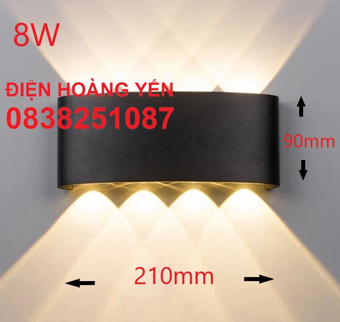 Đèn Led hắt tường treo tường gắn tường trong nhà ngoài trời 6 bóng 8 bóng
