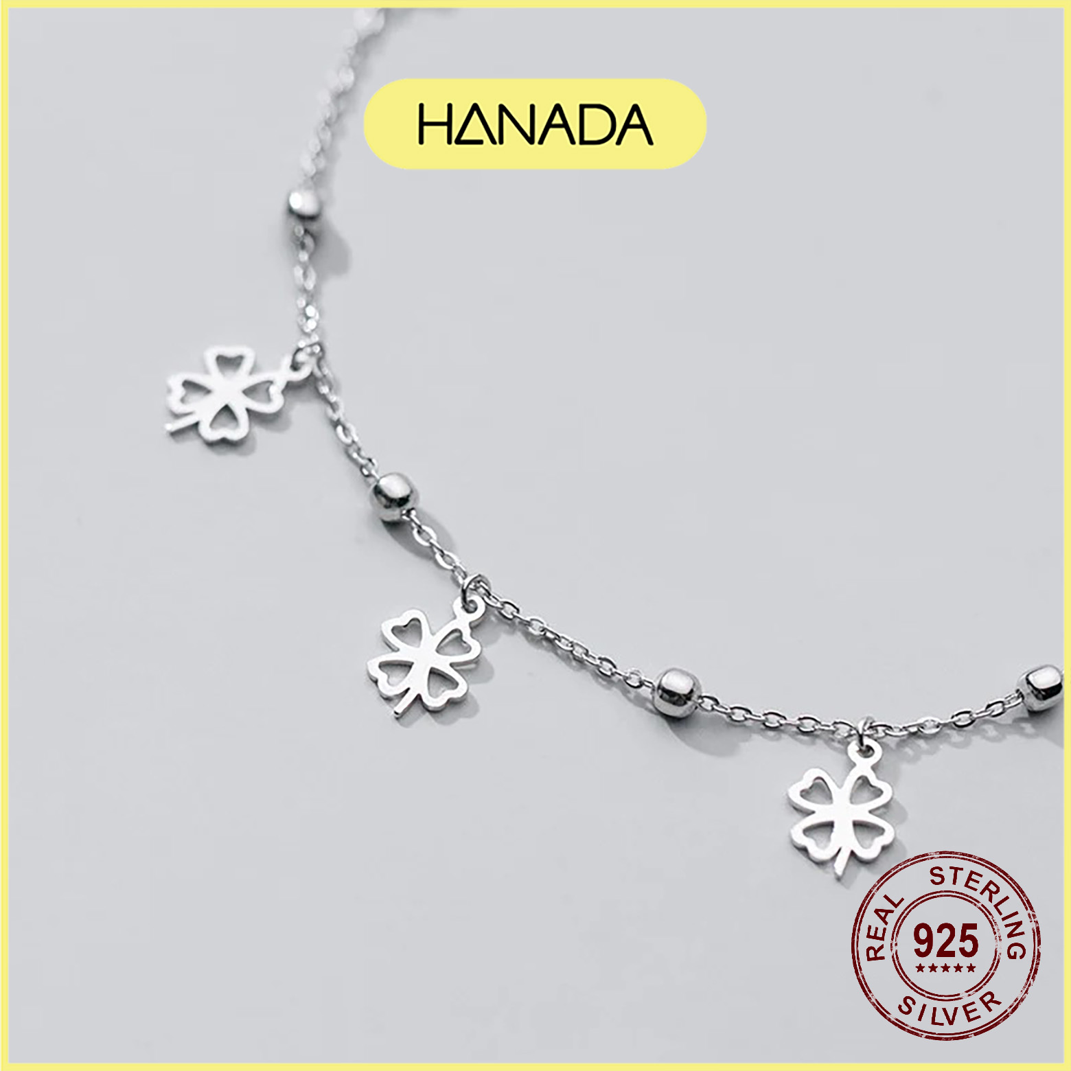 Lắc Chân Bạc 925 Hanada Cỏ 4 Lá 0209 G19
