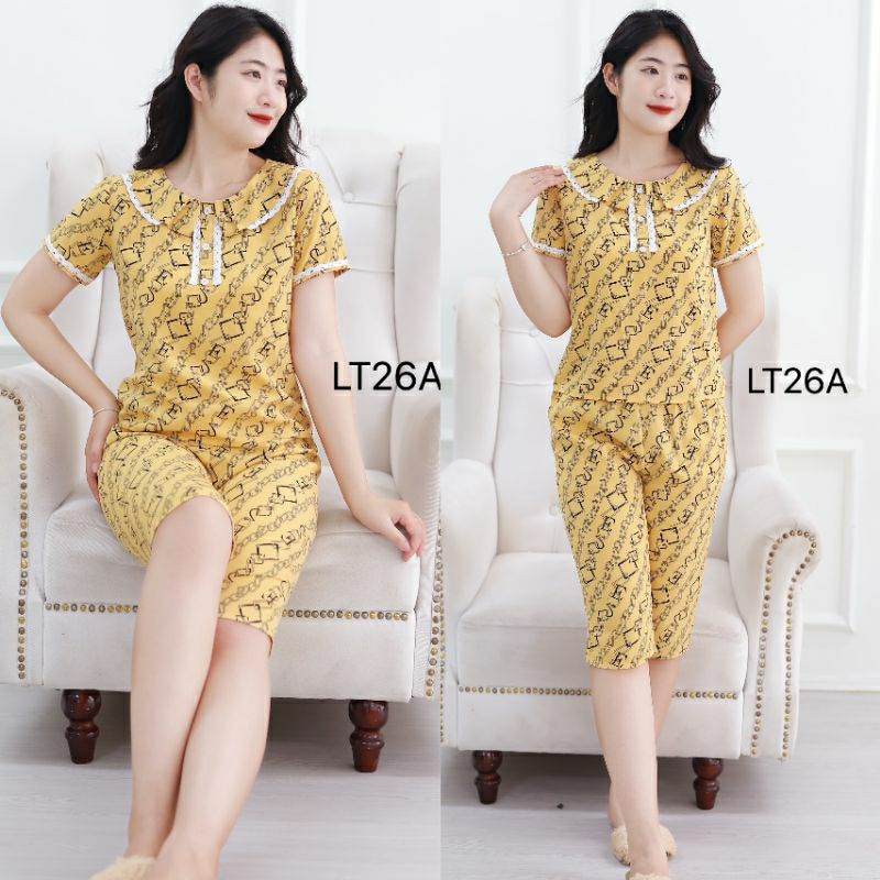(BunnySky) Đồ bộ mặc nhà lửng lụa mềm mịn, quần áo nữ mẫu lửng mặc hè
