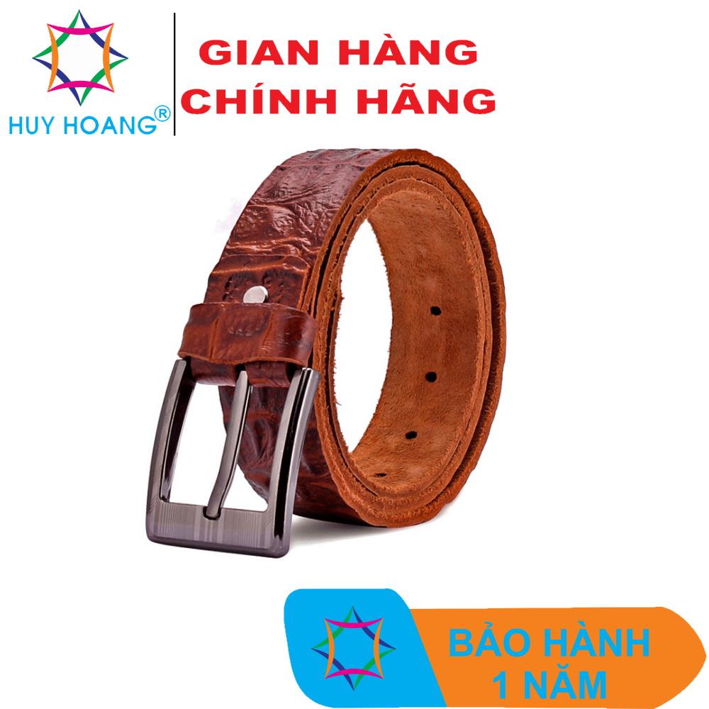 Thắt lưng nam da bò vân cá sấu 1 lớp màu da HQ4122