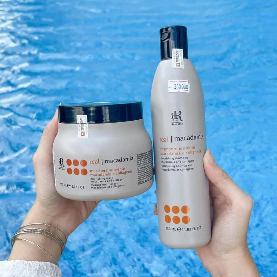 Bộ gội Ủ hấp tóc hấp phục hồi tóc kem hấp hấp tóc MACADAMIA STAR hũ  350ml  + hấp 500ml