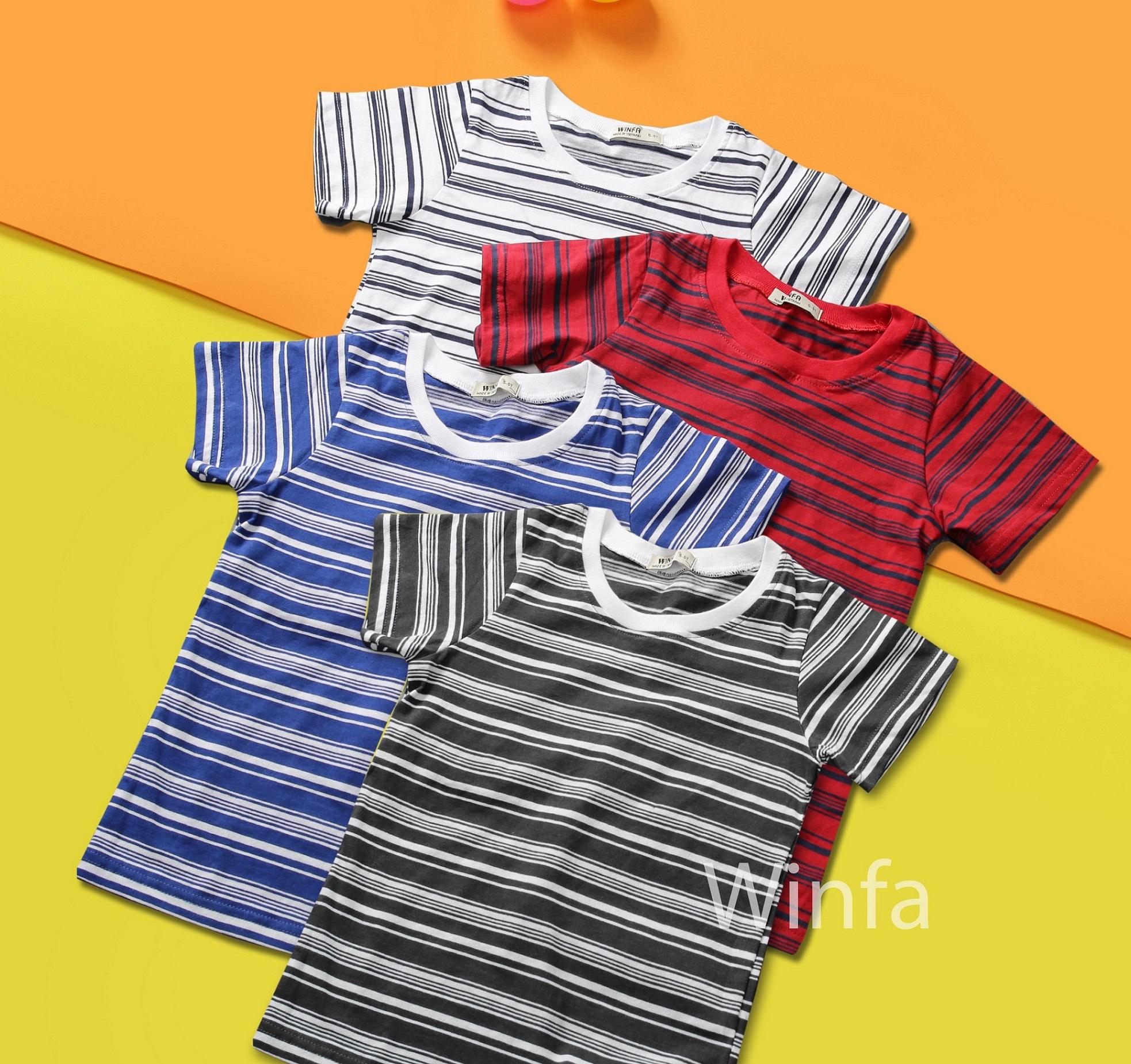 Combo 4 áo thun sọc winfa - cotton thiên nhiên - 8-22kg