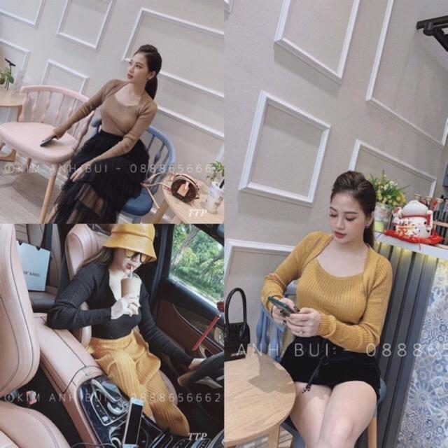 Áo thun len cổ vuông cao cấp