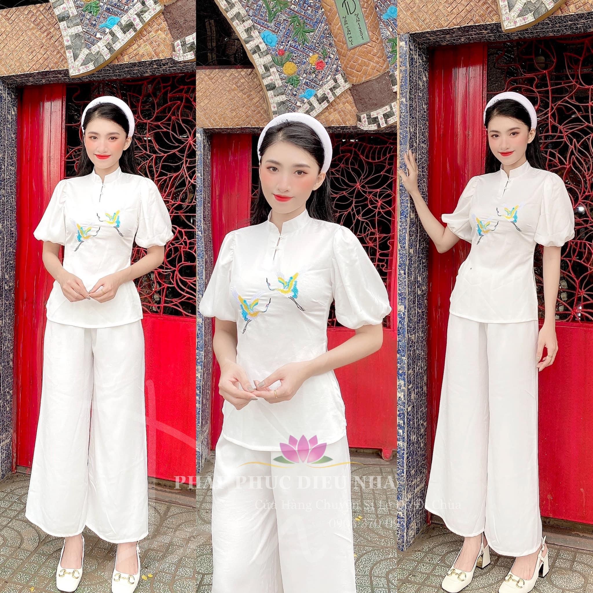 Đồ Lam Đi Chùa Nguyên Set Con Cò D05
