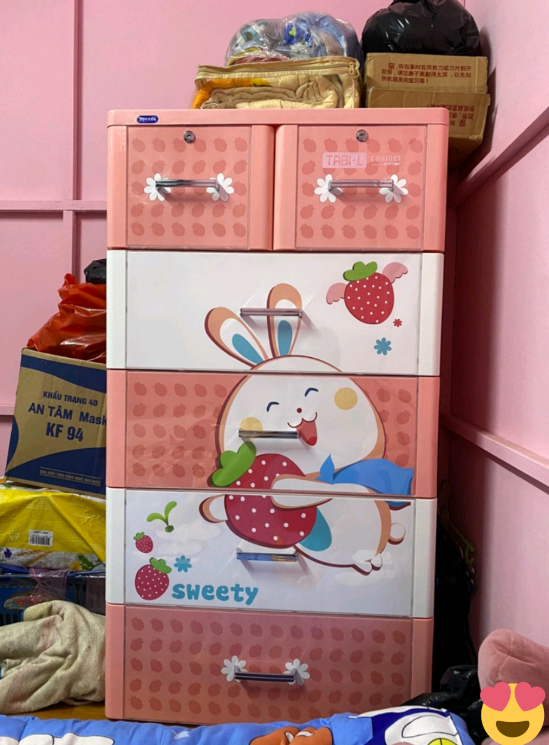 Tủ nhựa duy tân TABI-L HỒNG THỎ ( SIZE LỚN NHẤT )
