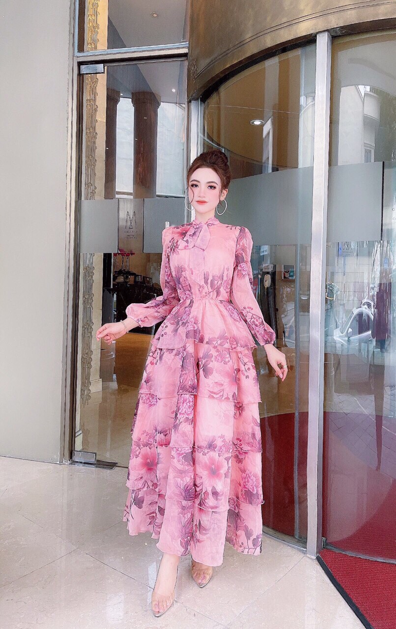[ Siêu hot ] Đầm maxi 5 tầng chất voan tơ cực sang chảnh
