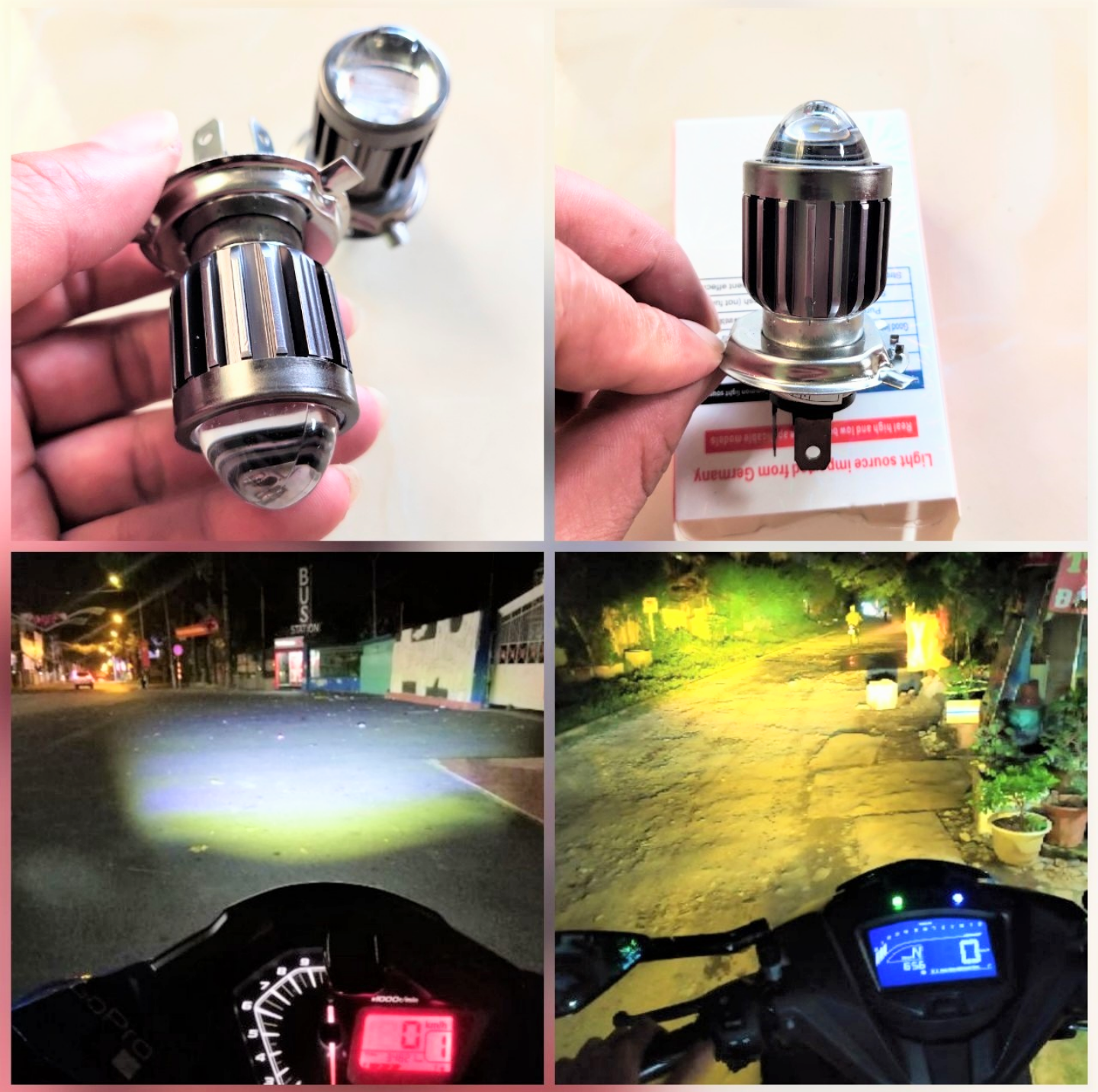 1 BÓNG ĐÈN PHA BI CẦU SIÊU SÁNG XE MÁY VÀ ÔTÔ PHA TRẮNG CỐT VÀNG MẪU MỚI RA CHÂN H4
