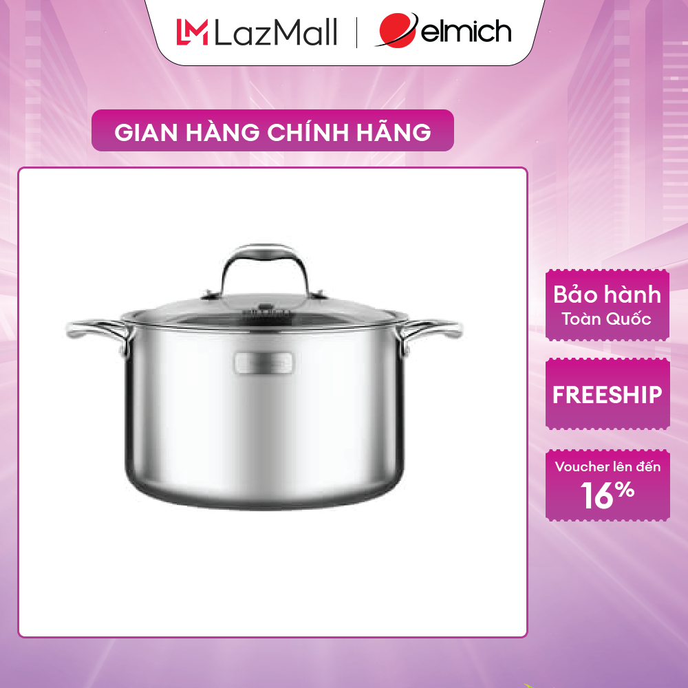 (Duy nhất 20h ngày 24-29.08)Nồi Elmich Inox 3 lớp cao cấp đáy liền Tri-max XS