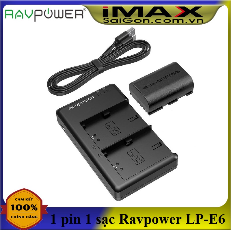 Bộ 1 pin 1 sạc RavPower cho pin LP-E6