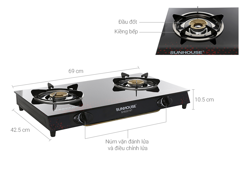 [HCM]Combo 2 điếu bếp gas, mâm  chia lửa, đầu đốt, sen đồng nhập khẩu 43-78mm ( trắng )