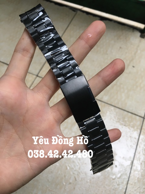 [HCM]Dây đồng hồ inox đúc màu đen.