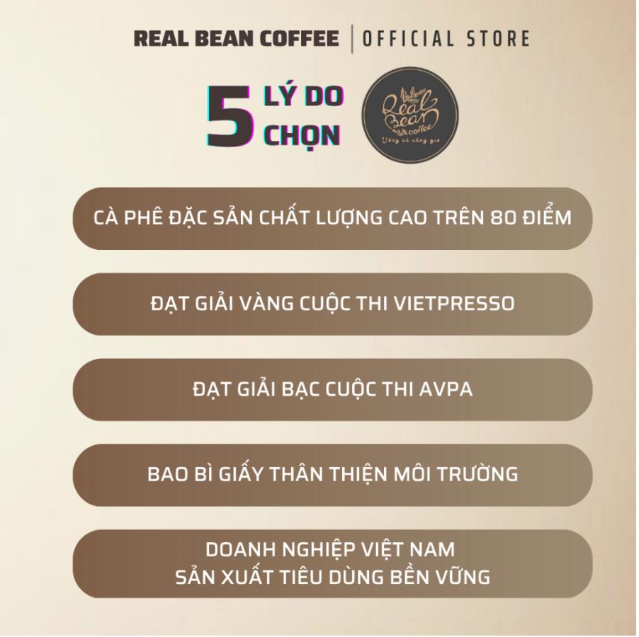 Cà phê phin giấy tiện lợi – Hộp 10 Gói – 100% Rang Mộc – Vị Đậm, Thơm Nồng – REAL BEAN COFFEE