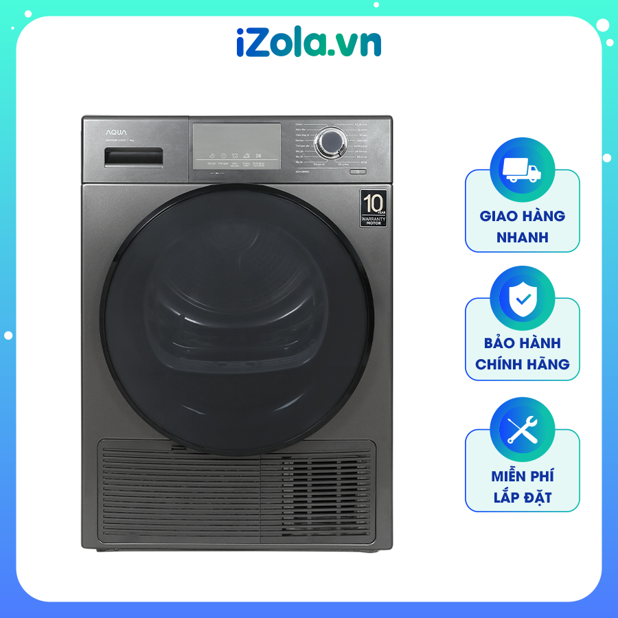 Máy sấy bơm nhiệt AQUA 9 Kg AQH-H900G.PS - Cảm biến thông minh 3S sensi