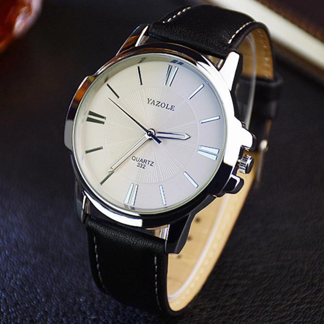 Đồng hồ nam dây da Yazole 332 sang trọng