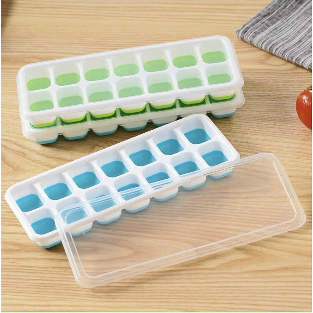 Khay Làm Đá Silicon Có Nắp Đậy 14 Viên