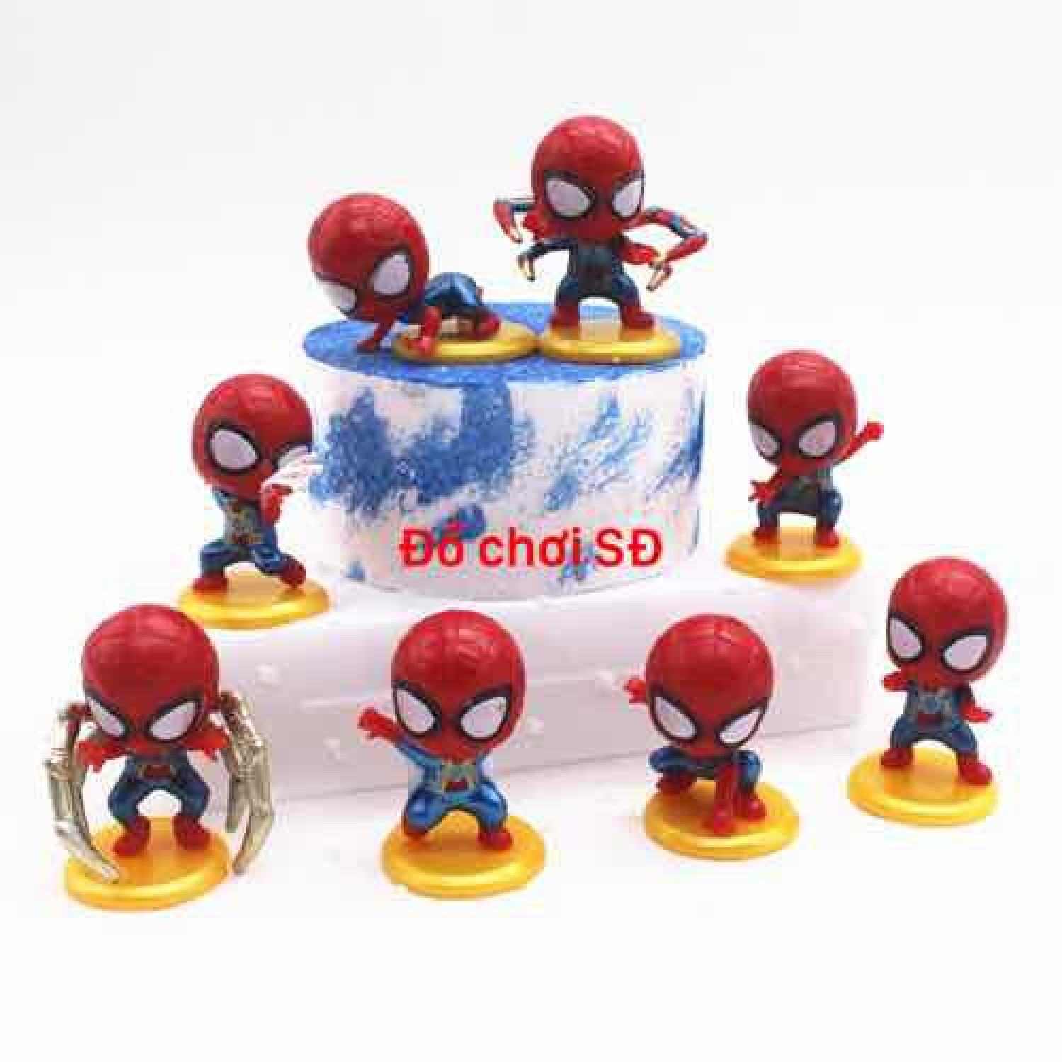 Bộ 8 Spiderman, người nhện nhí trang trí bánh kem