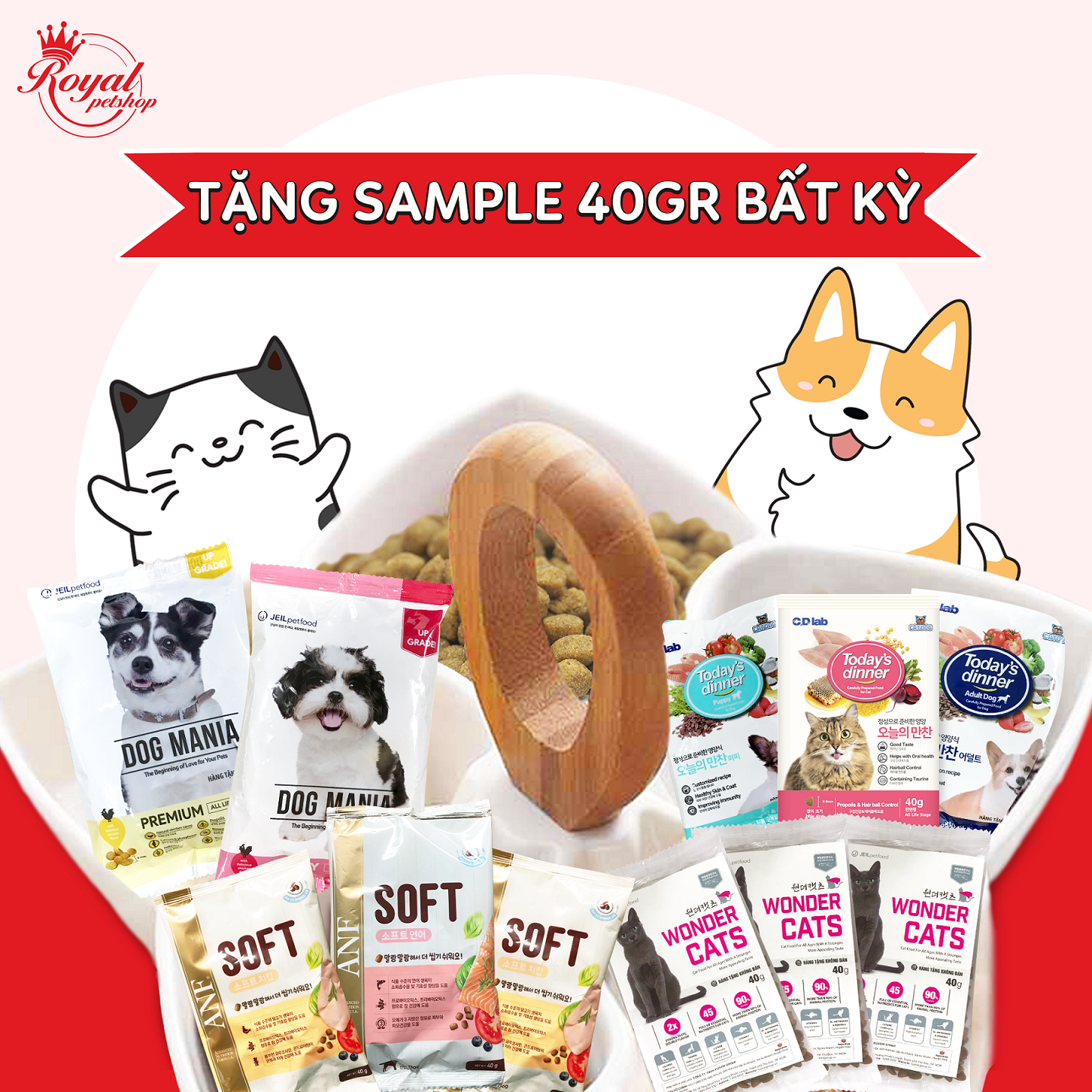 (HÀNG TẶNG KHÔNG BÁN SAMPLE 40GR) - Thức ăn hạt Wonder Cats mèo mọi lứa tuổi nhập khẩu Hàn Quốc