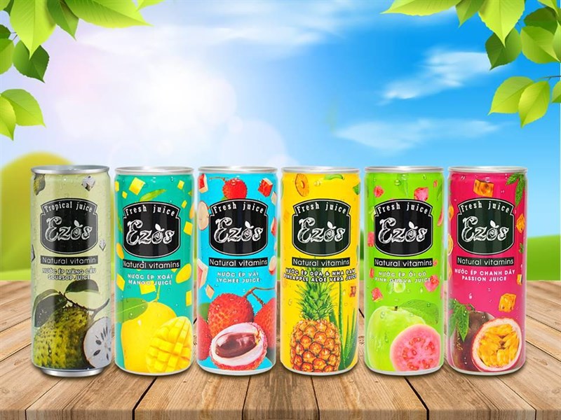 Combo 1 thùng 5 vị nước ép Ezos (ổi, thơm, vải, mãng cầu, chanh dây, xoài)