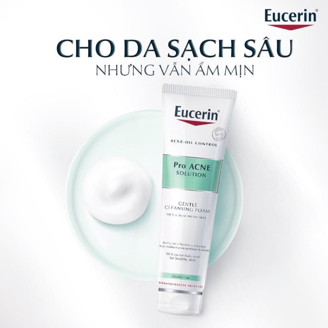 [GIẢM 20K ĐƠN 399K] Sữa Rửa Mặt Tạo Bọt Cho Da Mụn Eucerin Pro Acne Solution Gentle Cleansing Foam 150g