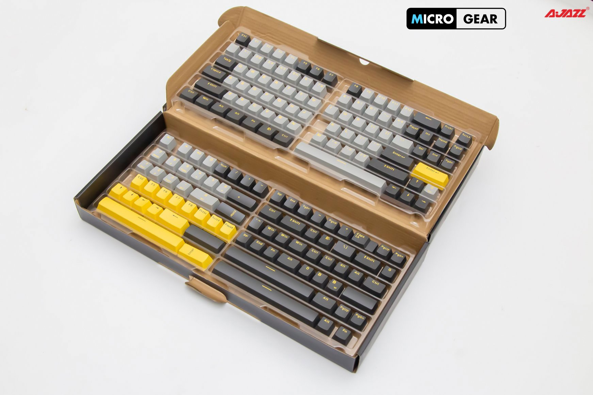 Bộ Keycap AJAZZ Black - Yellow 166 phím (Chất liệu PBT / DoubleShot /OEM Profile )