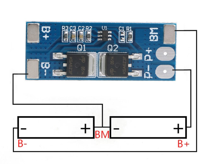 Mạch 2S 8A-15A Bảo Vệ Pin Lithium 18650