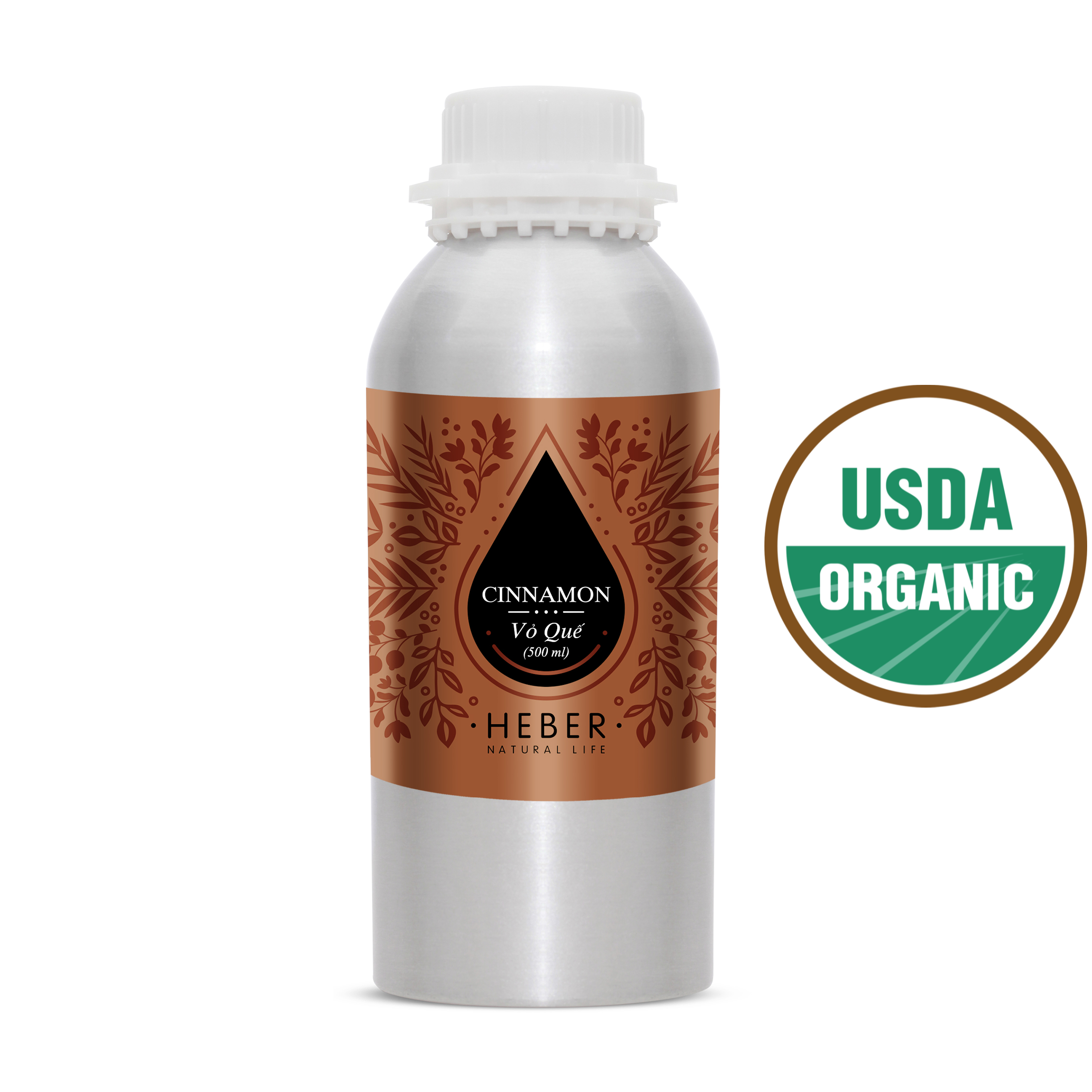(Chai Lớn 500ml/1000ml) Tinh Dầu Vỏ Quế Cinnamon Essential Oil Heber Natural Life 100% Thiên Nhiên Nguyên Chất Cao Cấp Xông Thơm Phòng