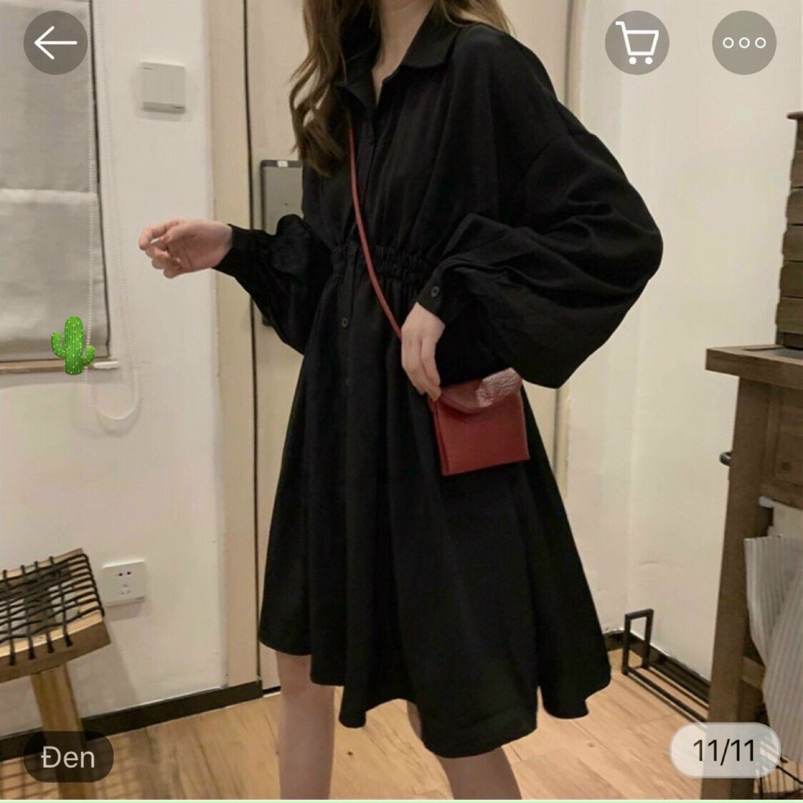 Đầm sơ mi BABYdoll cổ bẻ tay dài