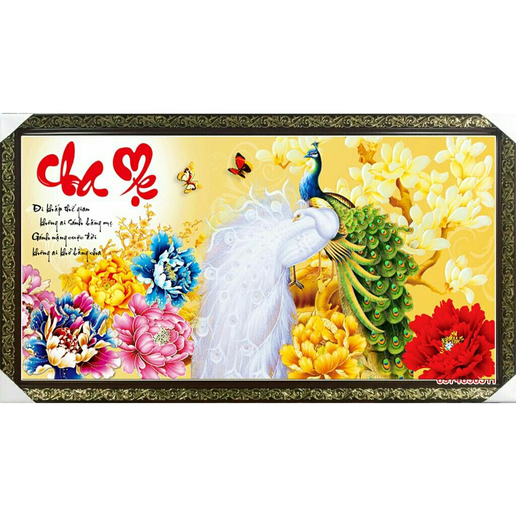 tranh đính đá CHA MẸ kích thước :120×60cm