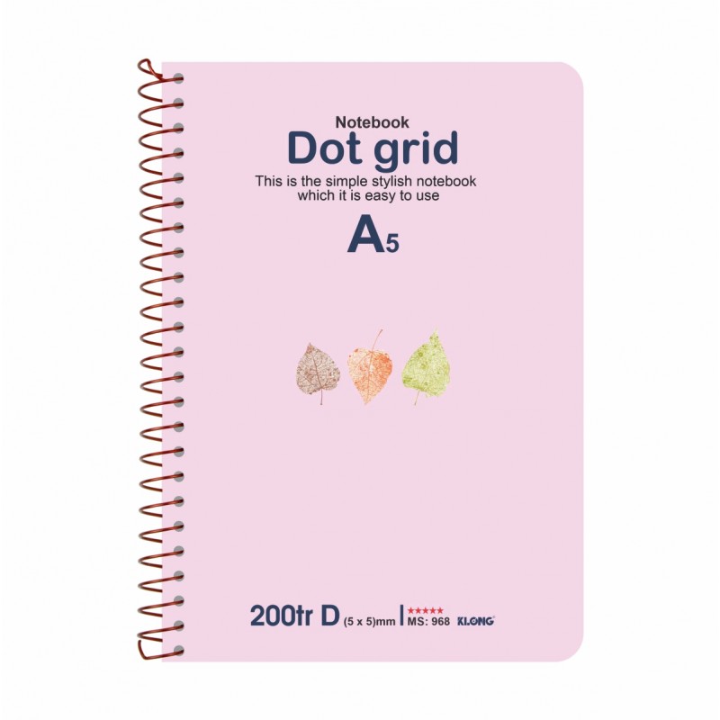 SỔ LÒ XO ĐƠN KLONG A5 DOT GRID RUỘT CHẤM 70/76; MS: 968