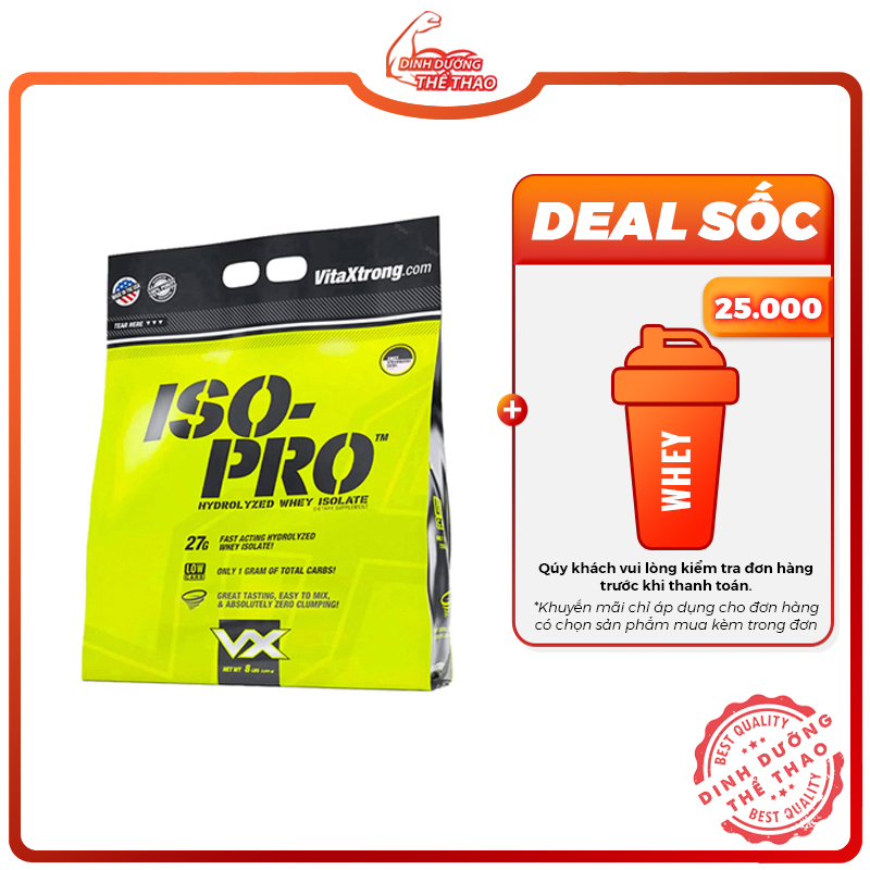 Vitaxtrong iso pro 8lbs | sữa tăng cơ 100% hydrolyzed whey isolate
