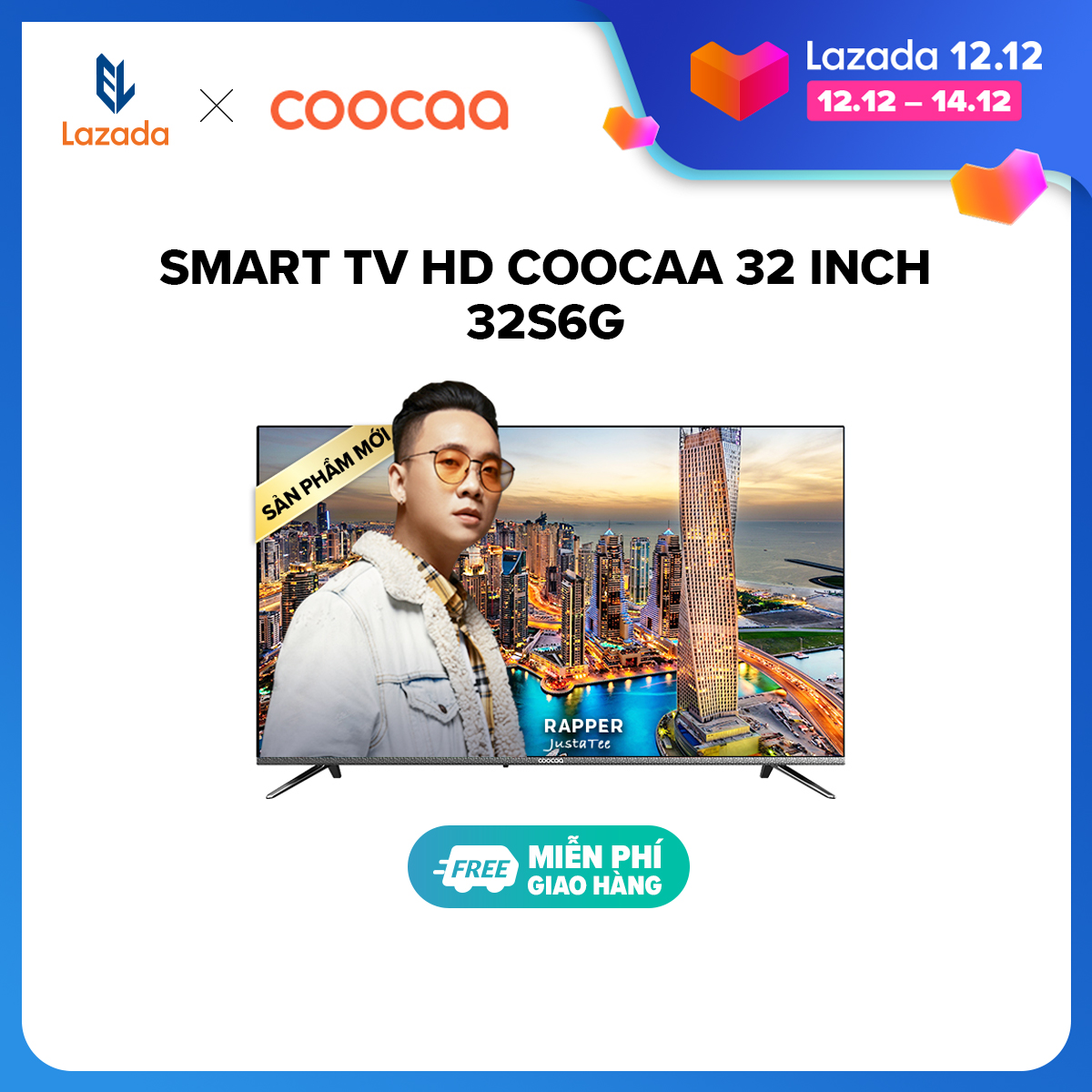 SMART TV HD Coocaa 32 inch - Android TV- Wifi - viền mỏng - Model 32S6G - tivi giá rẻ Chân viền kim loại