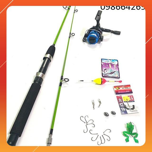 Bộ cần câu máy 2 khúc shimano 1m65, 1m8,2m1, 2m4, 2m7 kem máy và phụ kiện docaucagiangnam (xả hàng giảm