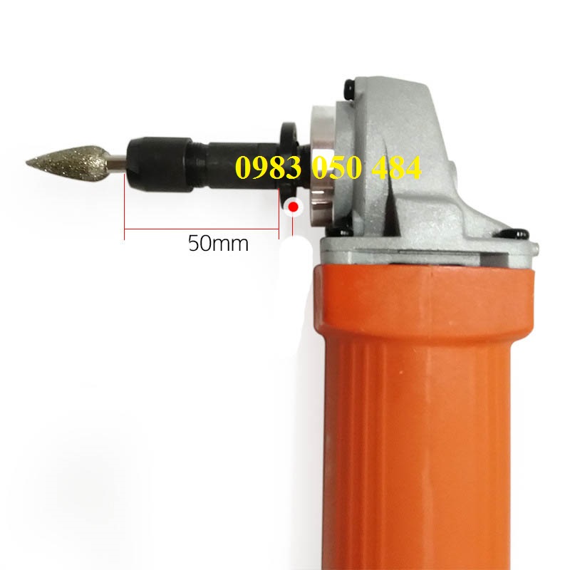 ty chuyển đông từ trục M10 sang đầu kẹp mũi 6mm, có thể dùng kết hợp máy mài với đây truyền động để gia công