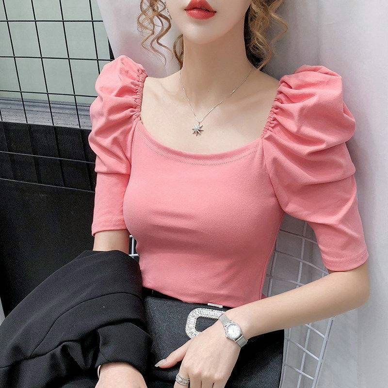 ÁO THUN GÂN LEN TAY PHỒNG CỔ VUỒNG