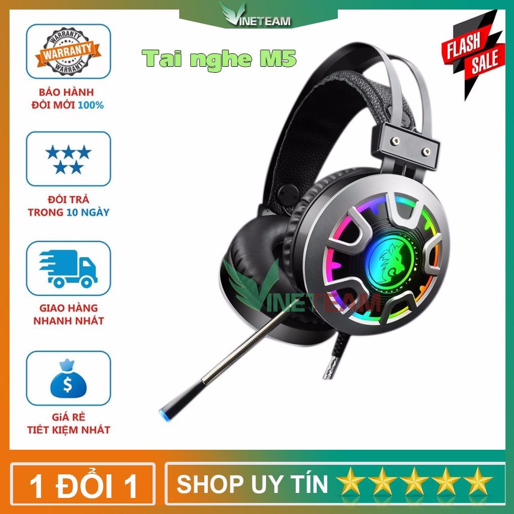 M5,Tai nghe chuyên game thủ có dây M5 - Đèn LED RGB - Micro đàm thoại - Headphone gaming -DC3990
